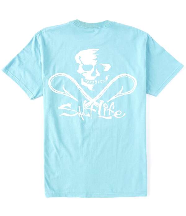 ソルトライフ メンズ トップス プルオーバー 刷り上げる Salt Life Skull And Hookscreen Print Short Sleeve Pocket-Shirt Sea Green 緑であること