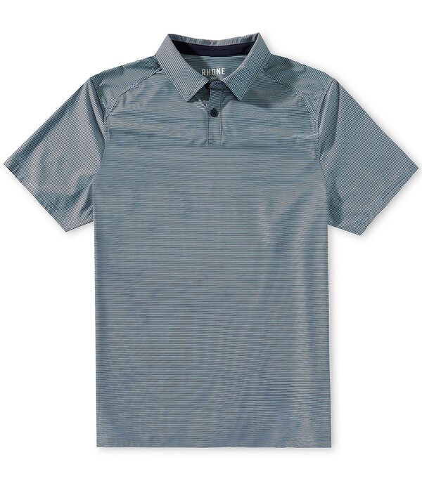 ローヌ メンズ トップス プルオーバー RHONE Commuter Striperformance Stretch Short Sleeve Polo Shirt Navy/Light Blue Stripe 米国海軍