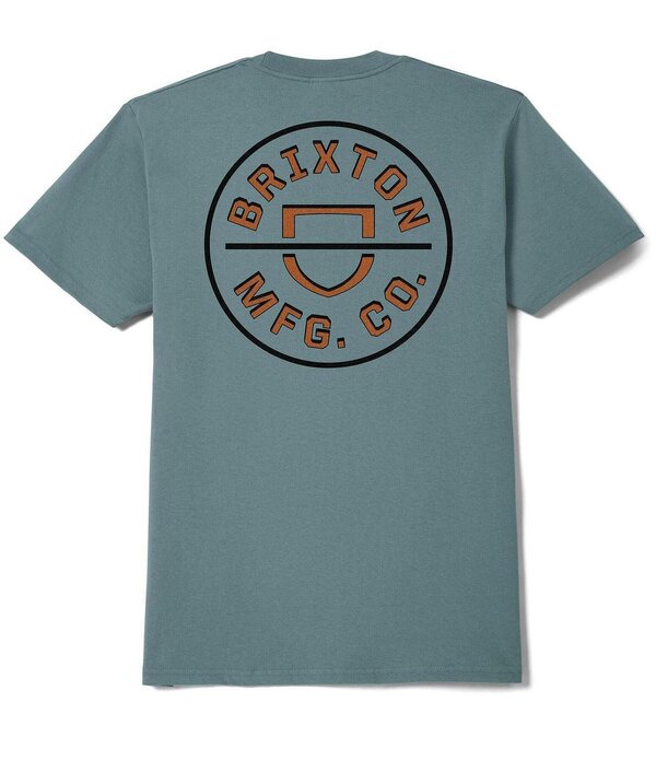 ブリクス英トン メンズ トップス プルオーバー ロゴタイプ Brixton Crest II Logo Short Sleeve T-Shirt Ocean Breeze/Black/Rust 黒いこと