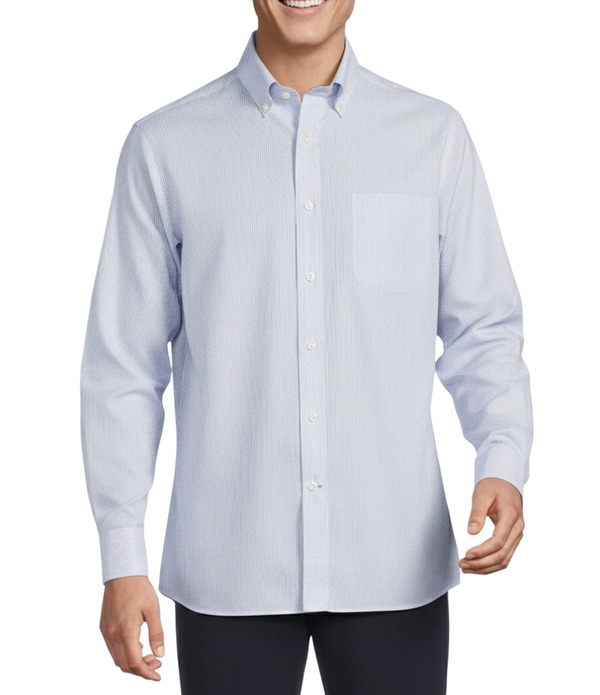 ダニエル クレミュ メンズ トップス プルオーバー オックスフォード Daniel Cremieux Signature Label Non-Iron Stripe Oxford Long Sleeve Woven Shirt Cornflower 縞模様