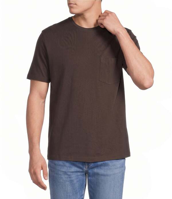 ダニエル クレミュ メンズ トップス プルオーバー Cremieux Premium Solid Short Sleeve Pocket-Shirt Brown 赤銅色