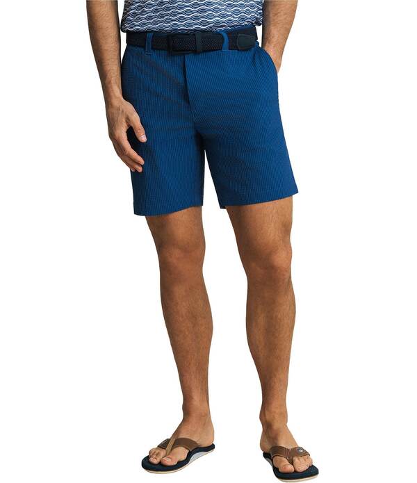 サウザーンタイド メンズ ボトムス 二分の一ズボン下・さる股引き 遊撃手ズボン下 Southern Tide Coastal Breeze Coral Vista Seersucker 8 Inseam Shorts Nautical Blue 青色