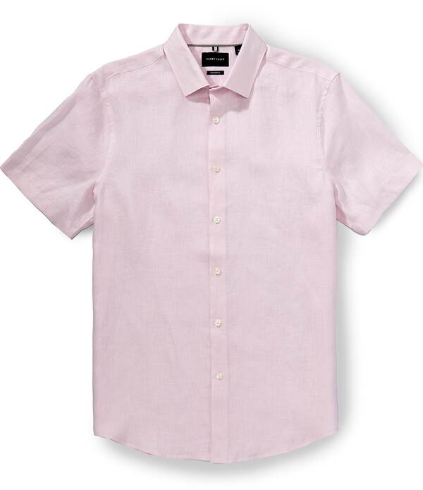 ペリーエリス メンズ トップス ティーシャツ リネン Perry Ellisolid Linen Short Sleeve Woven Shirt Orchid Ice