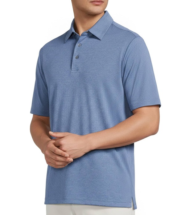 ラウンドトゥリーアンドヨーク メンズ トップス シャツ Roundtree & Yorke Performance Short Sleeve Jacquard Polo Shirt Blue ブルー|ReVida 店
