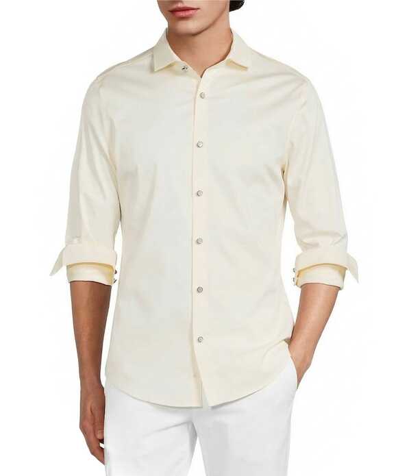 ムラノ メンズ トップス ティーシャツ か細い相応う Murano Slim Fit Solid Sateen Long Sleeve Woven Shirt Palemon