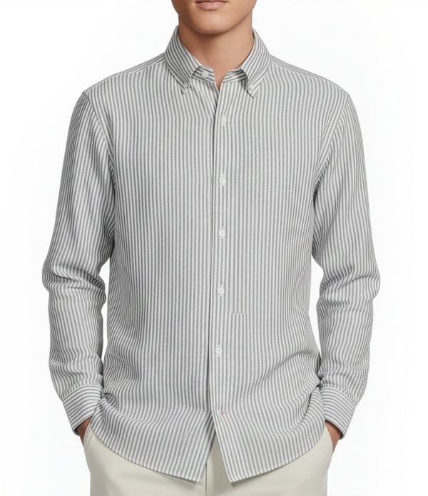ダニエル クレミュ メンズ トップス ティーシャツ リネン Cremieux Blue Label French Linen Stripe Long Sleeve Woven Shirt Olive オリーブ