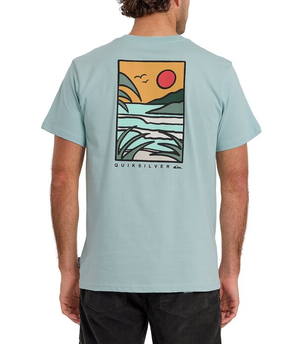 クイックしろがね色 メンズ トップス プルオーバー Quiksilver Happy Trailshort Sleeve T-Shirt Blue Haze 青色