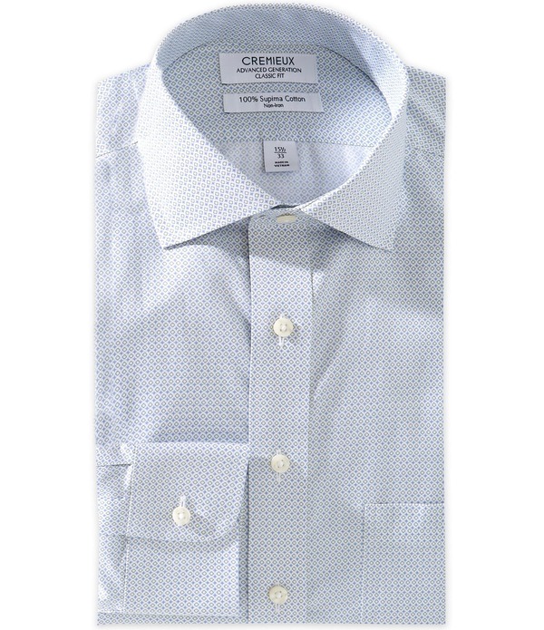 ダニエル クレミュ メンズ トップス ティーシャツ 刷り上げる Cremieux Classic Fit Non Iron Spread Collar Printedresshirt White/Green/Blue 白いこと