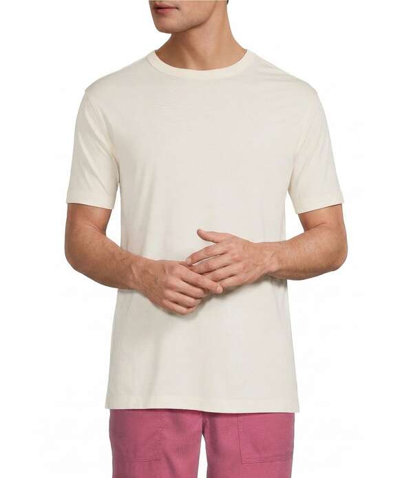 カリビアン メンズ トップス シャツ コットン Caribbean Solid Cotton Short Sleeve T-Shirt Ecru エクリュ｜ReVida 店