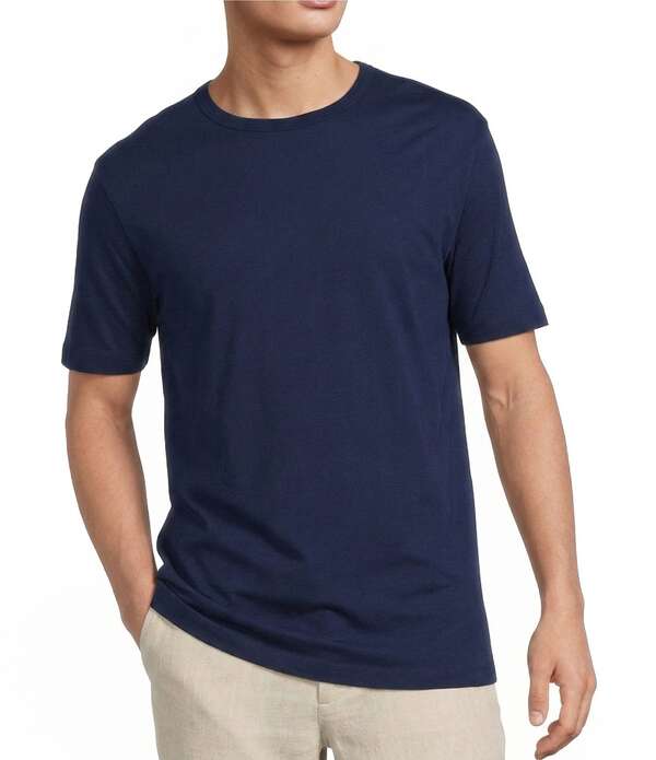 カリビアン メンズ トップス シャツ コットン Caribbean Solid Cotton Short Sleeve T-Shirt Mid Blue ブルー|ReVida 店