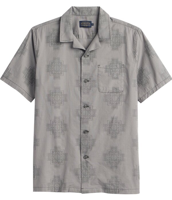 ペンドルトン メンズ トップス ティーシャツ 刷り上げる Pendleton Aloha Printed Short Sleeve Woven Camp Shirt Chief Joseph Grey 薄墨色