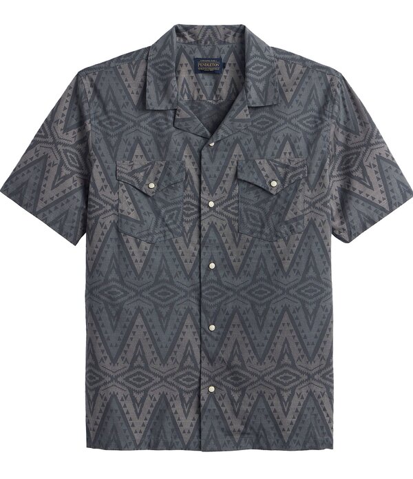 ペンドルトン メンズ トップス プルオーバー Pendleton Western Aloha Short Sleeve Woven Camp Shirt Helena Charcoal 濃灰色
