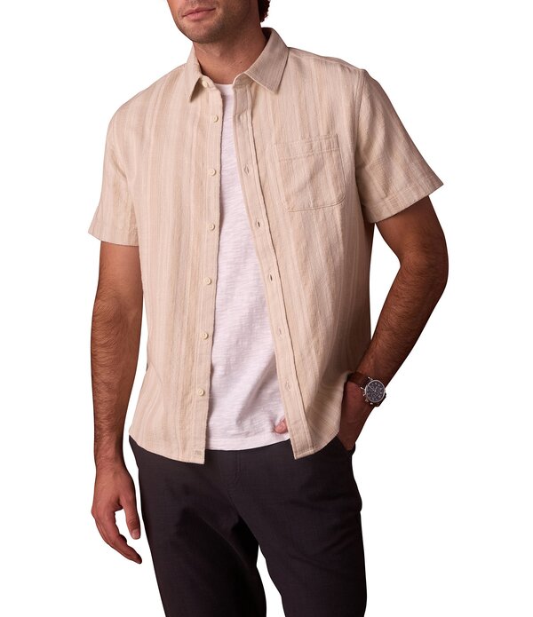 並大抵ブランド名 メンズ トップス ティーシャツ 刷り上げる The Normal Brand Freshwater Printed Short Sleeve Woven Shirt Sandstone St