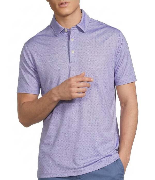 ダニエル クレミュ メンズ トップス シャツ プリント Cremieux Blue Label Performance Stretch Geometric Print Short Sleeve Polo Shirt Lavender ラベンダー｜ReVida 店