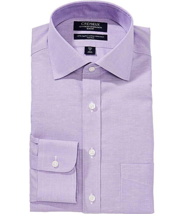 ダニエル クレミュ メンズ トップス ティーシャツ か細い相応う Cremieux Slim Fit Non-Iron Spread Collar Solidresshirt Purple パープル