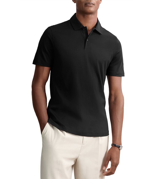 レイス メンズ トップス プルオーバー 綿織物 Reiss Earl Airwater Finish Cotton Short Sleeve Polo Shirt Black 黒いこと