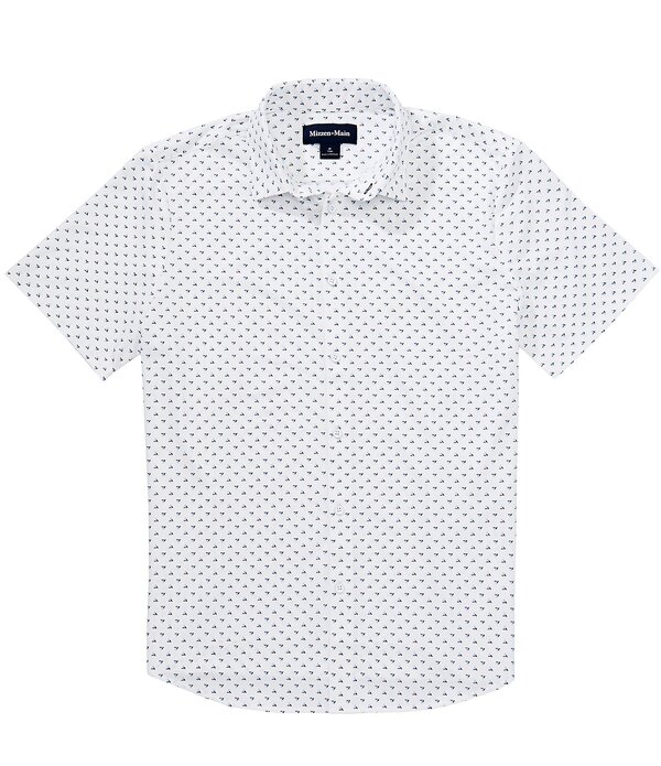 ミズンメイン メンズ トップス ティーシャツ 刷り上げる Mizzen+Main Halyard Triangle Print Short Sleeve Woven Shirt White Tossed 白いこと