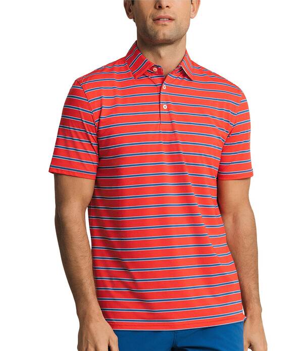 サウザーンタイド メンズ トップス ティーシャツ Southern Tide Moonlight Bay Coastal Breeze Stripe Short Sleeve Polo Shirt Channel Markered 赤いこと