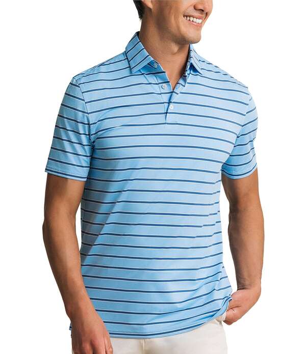 サウザーンタイド メンズ トップス シャツ Southern Tide Moonlight Bay Coastal Breeze Stripe Short Sleeve Polo Shirt Ocean Channel ストライプ｜ReVida 店