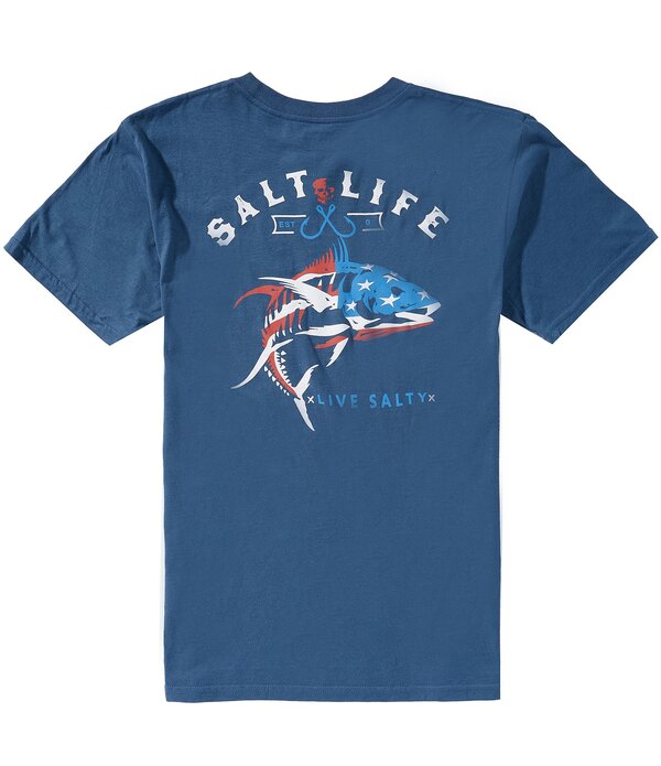 ソルトライフ メンズ トップス プルオーバー Salt Life United We Fishort Sleeve T-Shirt Washed Navy 米国海軍