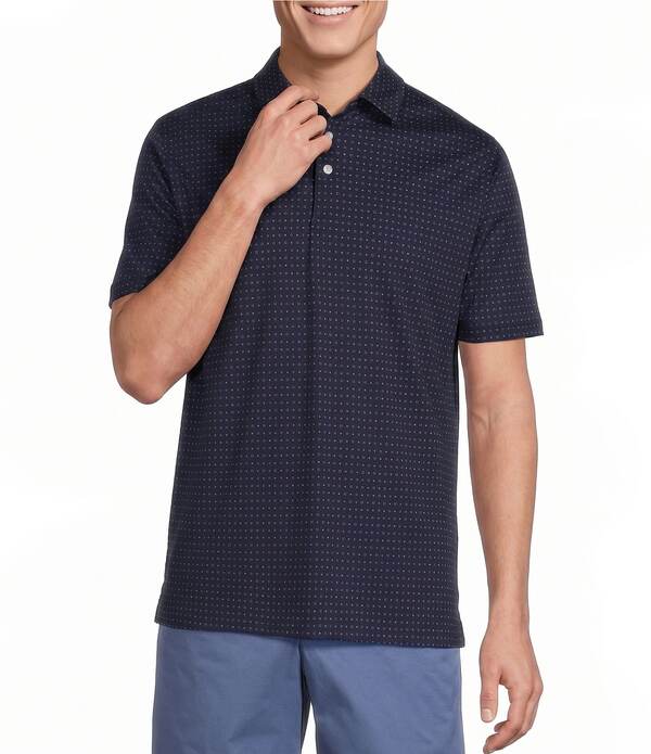 ダニエル クレミュ メンズ トップス ティーシャツ 刷り上げる Cremieux Blue Label Printed Interlock Short Sleeve Polo Shirt Peacoat Blue 青碧
