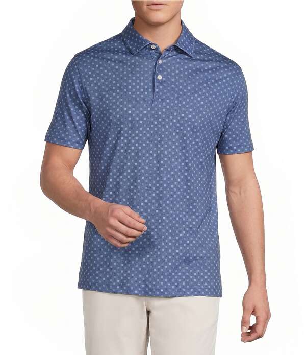 ダニエル クレミュ メンズ トップス ティーシャツ 刷り上げる Cremieux Blue Label Printed Interlock Short Sleeve Polo Shirt Medium Blue 青碧