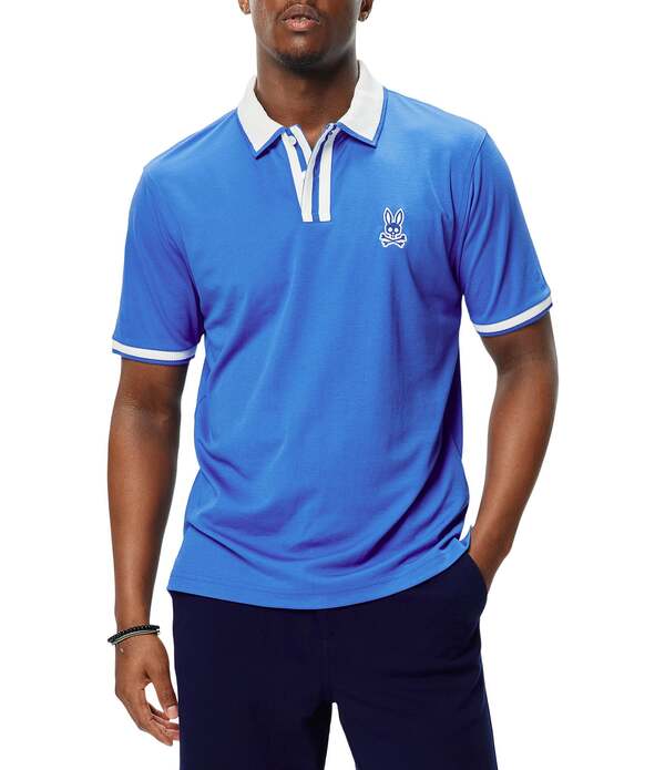 サイコバニー メンズ トップス ティーシャツ Psycho Bunny Ridley Pique Short Sleeve Polo Shirt Amparo Blue 青碧