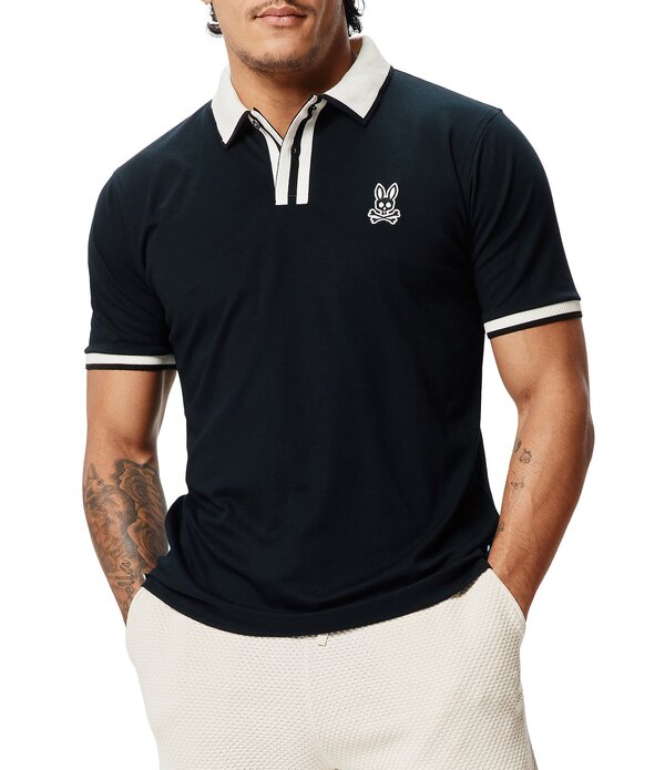 サイコバニー メンズ トップス ティーシャツ Psycho Bunny Ridley Pique Short Sleeve Polo Shirt Black 黒いこと