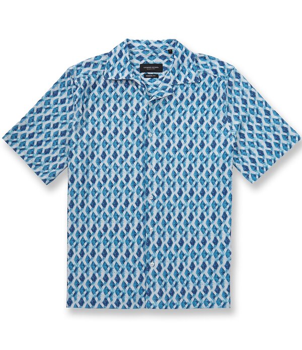 ビスコッティ メンズ トップス プルオーバー 刷り上げる Visconti Geo Print Short Sleeve Woven Camp Shirt Aqua アクア