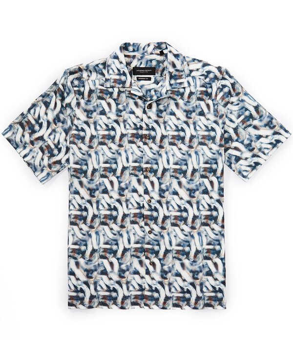 ビスコッティ メンズ トップス プルオーバー Visconti Geo Short Sleeve Woven Camp Shirt Grey 薄墨色