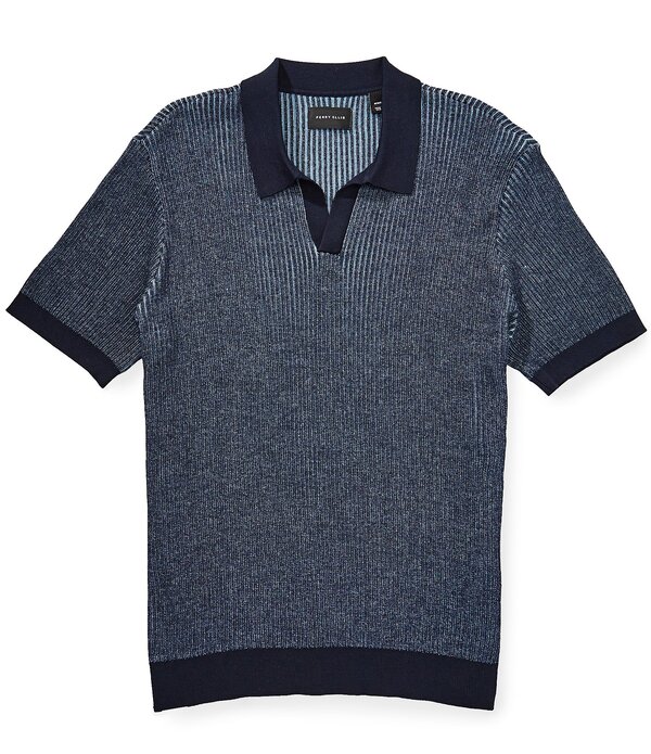 ペリーエリス メンズ トップス ティーシャツ ティーシャツ Perry Ellishort Sleeve Johnny Collar Polo Sweater Dark Sapphire サファイア