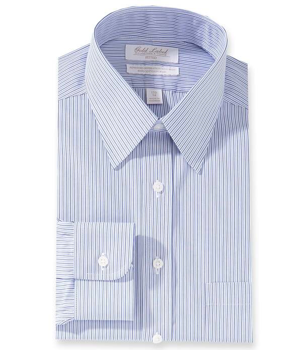 ラウンドトゥリーアンドヨーク メンズ トップス プルオーバー Gold Label Roundtree \u0026 Yorke Classic Fit Non-Iron Point Collar Stripedresshirt Blue 青碧