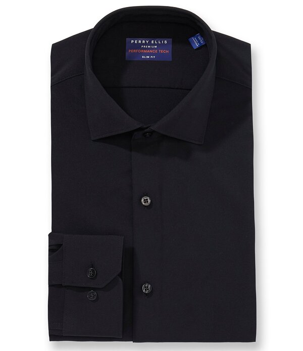ペリーエリス メンズ トップス プルオーバー Perry Ellis Performance Spread Collar Solidresshirt Black 黒いこと