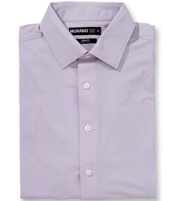 ムラノ メンズ トップス プルオーバー か細い相応う Murano Slim Fit Non-Iron Spread Collar Solidresshirt Purple パープル