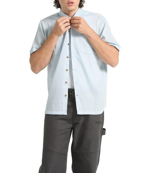 ブリクス米トン メンズ トップス プルオーバー ヴィンテージ Brixton Vintage Short Sleeve Woven Shirt Blue Aura 青碧