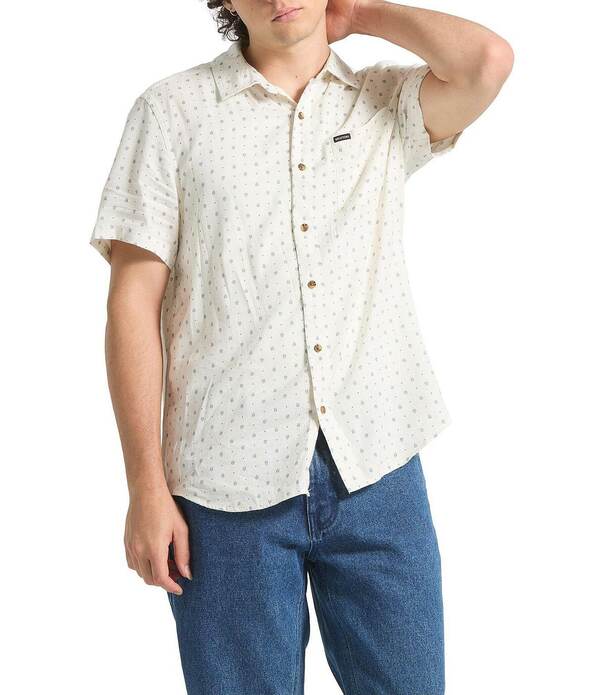 ブリクス米トン メンズ トップス プルオーバー 刷り上げる Brixton Charter Short Sleeve Printed Slub Woven Shirt Natural