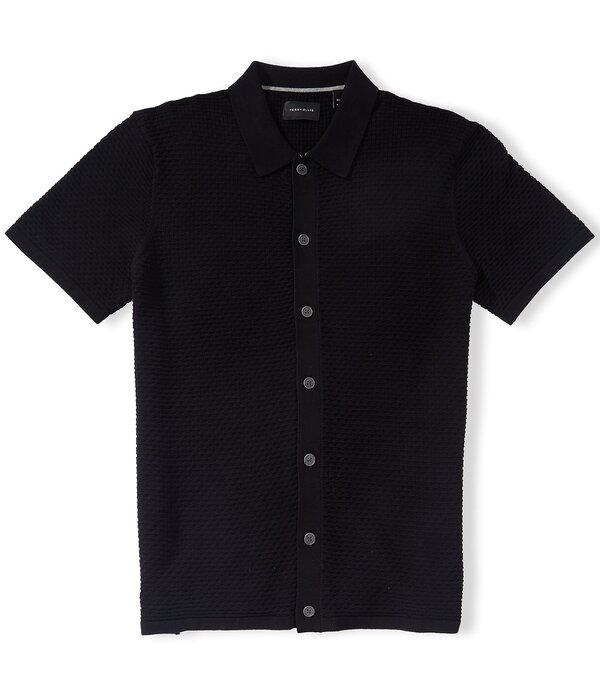 ペリーエリス メンズ トップス プルオーバー Perry Ellis Textured Short Sleeve Shirt Black 黒いこと