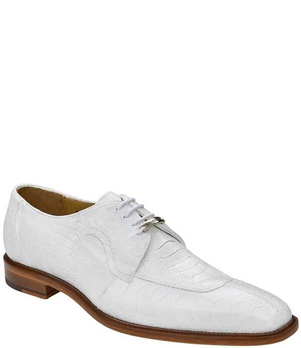 ベルヴェデール メンズ シューズ オックスフォード Belvedere Men'siena Ostrich Square Toe Oxfords White ホワイト｜ReVida 店