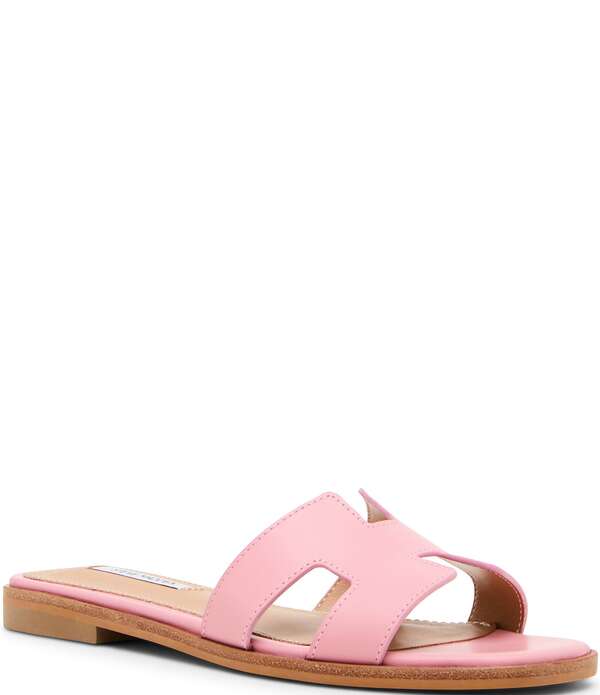スティーブ マデン レディース シューズ パンプス サンダル なめし革 Steve Madden Hadyn Leather Flat Slide Sandals Pink さくら色