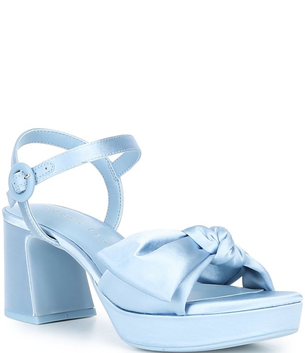 カッパーキー レディース シューズ サンダル プラットホーム 繻子 Copper Key Lux Satin Bow Family Matching Platform Dressandals Baby Blue 青色