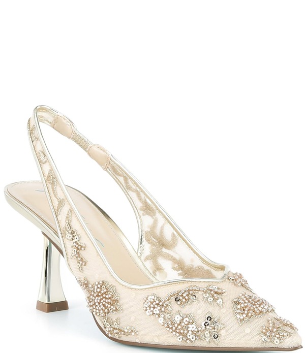 ベッツィジョンソン レディース シューズ パンプス メッシュ Blue by Betsey Johnsonikki Mesh Flower Beaded Slingback Pumps Light Gold ゴールド