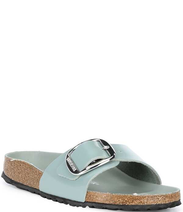 ビルケンシュトック レディース シューズ パンプス サンダル Birkenstock Women\u0027s Madrid Big Buckle High Shine Slide Sandals Pure Sage サルヴィア
