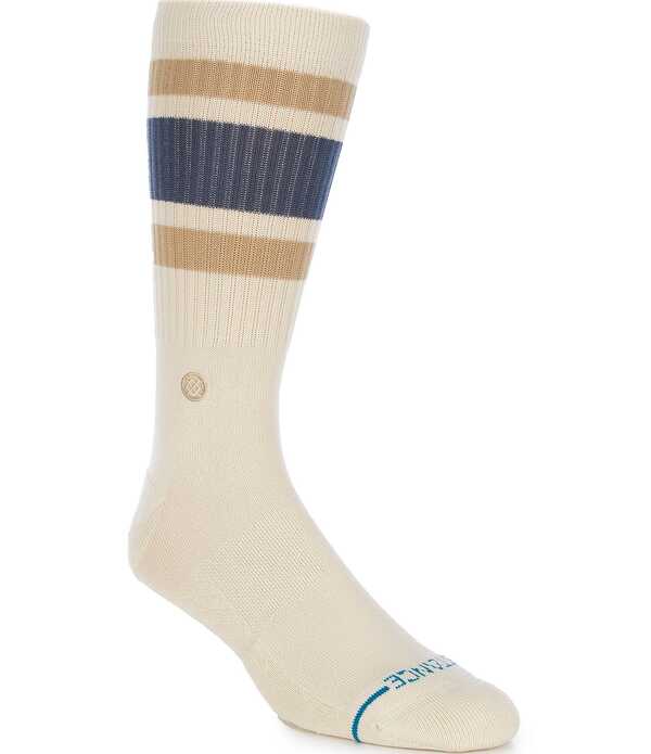 観点 メンズ アンダー御召しもの ソックス Stance Boyd Striped Crew Socks Ivory 象牙色
