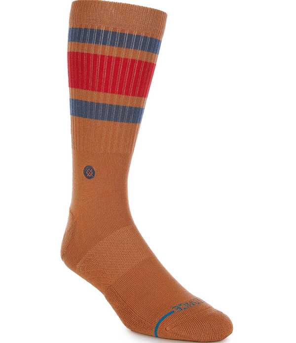 観点 メンズ アンダー御召しもの ソックス Stance Boyd Striped Crew Socks Tan Brown 赤銅色