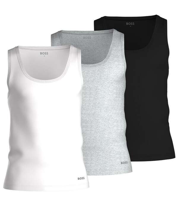ヒューゴボス メンズ トップス ティーシャツ 労働者の一団のど首 Hugo Boss Crew Neck Tanks 3-Pack White/Grey/Black 白いこと
