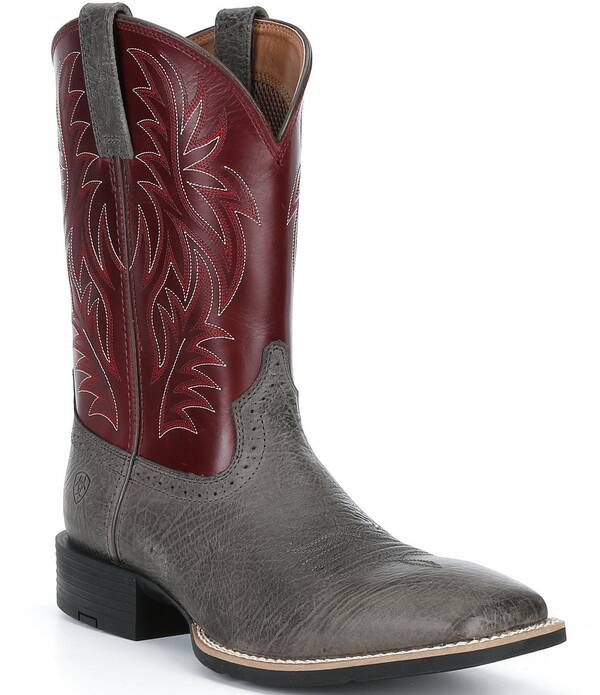 アリアト メンズ シューズ ブーツ・レインブーツ Ariat Men\u0027sport Wide Square Toe Western Boots Charcoal Grey/Burgundy Haze 濃灰色