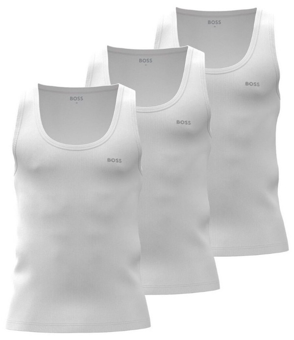 ヒューゴボス メンズ トップス ティーシャツ 労働者の一団のど首 Hugo Boss Crew Neck Rib Under Tank Tops 3-Pack White 白いこと