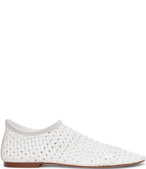 スティーブ マデン レディース シューズ パンプス メッシュ Steve Madden Mino Mesh Rhinestone Flats White 白いこと