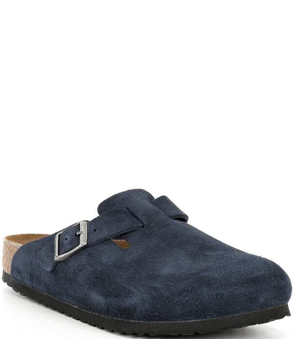 ビルケンシュトック メンズ シューズ スリッポン・ローファー スエードクロス Birkenstock Men\u0027s Boston Suede Slip On Clogs New Navy 米国海軍