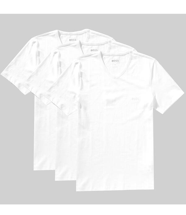 ヒューゴボス メンズ トップス ティーシャツ Vのど首 Hugo Boss Classic Fit Short Sleeve V-Neck Undershirt 3-Pack White 白いこと
